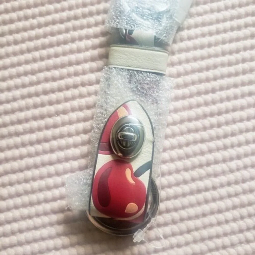 Coach Trigger Snap Bag Charm With Cherry Print NEW NWT